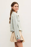 STRIPED STAR JAQUARD DENIM JACKET: SAND WASH / M