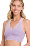 ..SI-23946 Washed Rib V-neck Racerback Seamless Crop Tank 0606: ASH OLIVE-149909 / L/XL