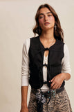 Colored Denim Tie-Front Vest LVT018: Caramel / S