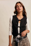 Colored Denim Tie-Front Vest LVT018: Mocha / L
