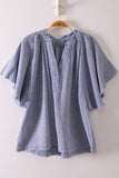 NT12540-Mineral Washed Gauze Blouse Top: YELLOW / S-M-L/2-2-2