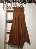 Flared linen trousers 66031 100%LINEN: Moutarde