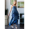MINERAL WASHED TIERED RUFFLE HEM CAMI MAXI DRESS: DOLPHIN / S-M-L-XL(2-2-2-2)