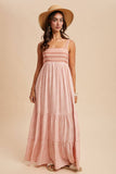 BORDER PRINT MAXI DRESS: DUSTED PEONY / M
