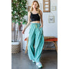 WASHED 3D POCKET SLOUCHY WIDE LEG PANTS: SLATE / S-M-L(2-2-2)