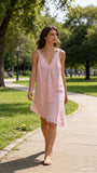 100% Linen Dress REF. 73696: Terracotta