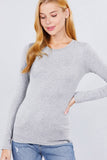 Long Sleeve Crew Neck Cotton Spandex Jersey Top: NVY-true navy / L
