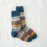 LUGA Unisex Waste Wool House Socks S/M/L: Multi Rust Orange / UK6-8