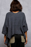 Long sleeve pockets solid chenille sweater cardigan SALE: INK CHARCOAL / L