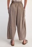 WIDE STRIPE LEG PANTS: Natural Combo / S-M-L(2-2-2)