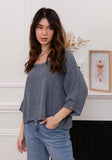 1973 women's crop top in cotton-linen,: CARBON