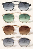 Grooved Metallic Frame Sunglasses: ASSORTED