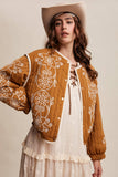 Embroidered Quilted Western Jacket LJ0260: Camel / L