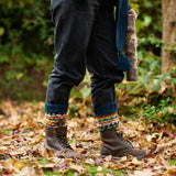 BHAWANA Fair Isle Legwarmers Handknit Waste Wool: Multi Ocean Blue