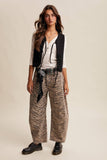 Colored Denim Tie-Front Vest LVT018: Caramel / M