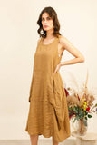 Sleeveless long dress 100% linen REF. 8466: WASABI