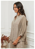 100% Linen Shirt REF. 9230: Beige