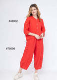 75096 solid linen balloon pants with elasticated waist: MUSTARD