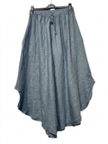 33603 LINEN CULOTTE TROUSERS WITH ADJUSTABLE WAIST: NAVY