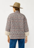 Reversible Floral Quilted Jacket: MAUVE/NATURAL / S