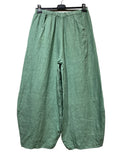 75096 solid linen balloon pants with elasticated waist: CELADON