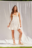 IM9160 -Crochet Trim Ruffle Mini Dress: IVORY / S-M-L (3-2-1)