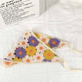 Cherry Strawberry Floral checkered Crochet Bandana -56colors: Flower08