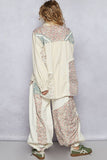 Floral print patchwork twill joger pants: DENIM / S