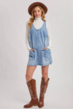 DENIM WASHED OVERALL POCKET DRESS: LT.WASH / L