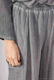 Mid-Length Linen Pants 20570: Black