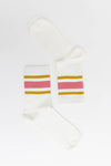 Retro Stripe Style Crew Socks - Classic with Color: Slate Blue