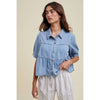 TIERED DENIM BUTTON-UP SHIRT / WL24-9656: DENIM / L