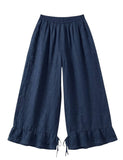 4029 WIDE LINEN PANTS WITH EYELET EMBROIDERY: Orange