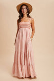 BORDER PRINT MAXI DRESS: DUSTED PEONY / S