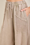 Zen Mineral Washed Ribbed  Baggy Lounge Balloon Pants HP7610: HotCocoa / S-M-L / 2-2-2