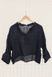 Linen top v-neck 23100 100% linen: Lillas