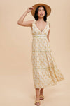 TIERED TIE STRAP MIDI DRESS: GOLDEN POPPY / S