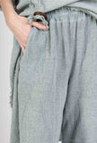 Bootcut Cotton Linen Pants 2 Pockets 20532: 50% linen - 50% cotton / Khaki / One size