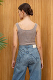 WASHED SEAMLESS CROP TOP: DENIM