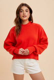 KNITTED MOCKNECK PULLOVER SWEATER: CAMEL / M