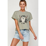 SKULL SEASON VINTAGE GRAPHIC CROP TOP: IVORY / L