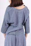 Linen cotton top with sleeve detail 15811: 50% linen 50% cotton / Taupe / One size