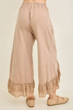Mineral Washed Lace Ruffles Cropped Pants HP6931: Silver Grey / S-M-L / 2-2-2