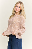 CESW4190- RIBBED TEXTURED KNIT SWEATER: KHAKI / S-M-L(2-2-2)