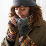 HIRA Cable Handknit Wool Lined Neckwarmer Scarf: Rust Orange
