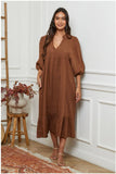 100% linen dress REF. 1109: Khaki