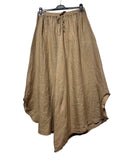 33603 LINEN CULOTTE TROUSERS WITH ADJUSTABLE WAIST: NAVY