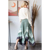 WASHED TIERED SMOCKED WAIST FLARE HEM SKIRT: SAGE / S-M-L-XL(2-2-2-2)