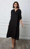 Long dress in 100% linen REF.7161: Wasabi / Unique