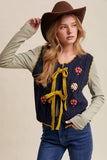 Bow-Tie Floral Knit Vest LSW1008: Pecan / L